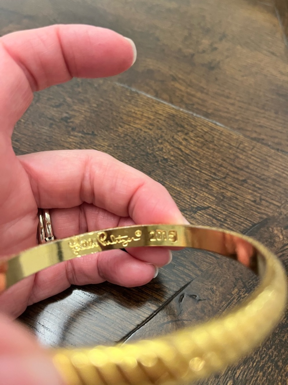 Lilly Pulitzer Gold-Tone Engraved Cuff and Textured Bangle Set - Picture 2 of 7